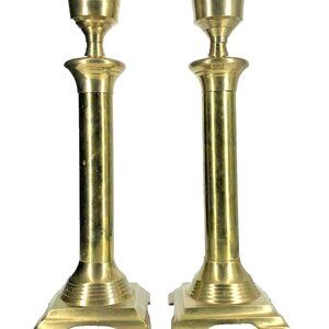 Pair of Vintage 11.75 Inch Solid Brass Candlesticks, MCM Retro